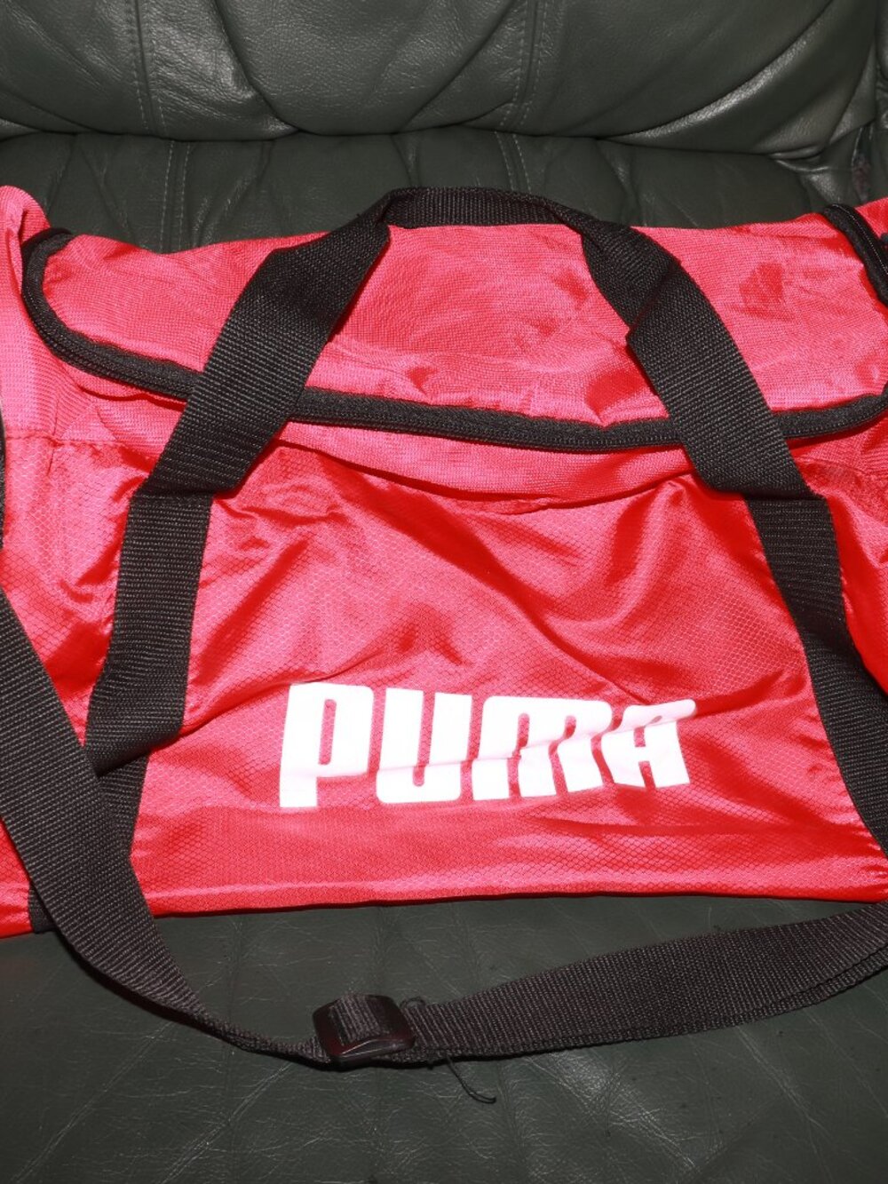 PUMA Red Sports Duffle Bag Adjustable Shoulder Strap  White Logo
